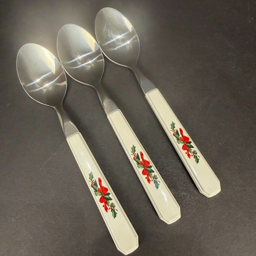 Set of 3 Vintage Pfaltzgraff Christmas Heritage 8" Soup Spoons